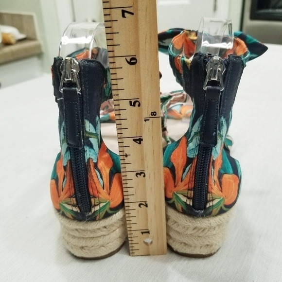 Nine West Allegro Bow 3 Strap Floral Espadrilles worn 1x wedge size 7.5 - Picture 6 of 15